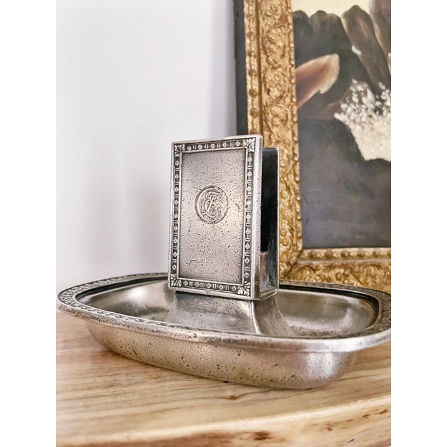 Art Deco 1926 Silver Plated Match Holder From the Breakers Hotel in Palm Beach Fl For Sale - Image 3 of 6