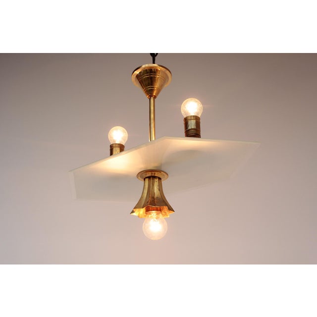 Minimalist Modern Viennese Pendant Lamp in Glass and Brass, 1920s For Sale - Image 10 of 18