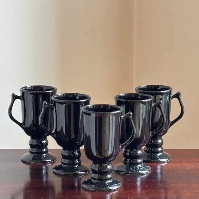Mid 20th Century Mid-20th Century Hall China Pedestal Mugs - Set of 5 For Sale - Image 5 of 12