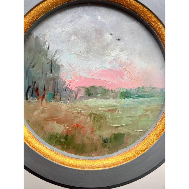 Original Oil Painting Framed, Pink Sunrise Landscape Miniature Art by Valeriya Serova For Sale - Image 10 of 11