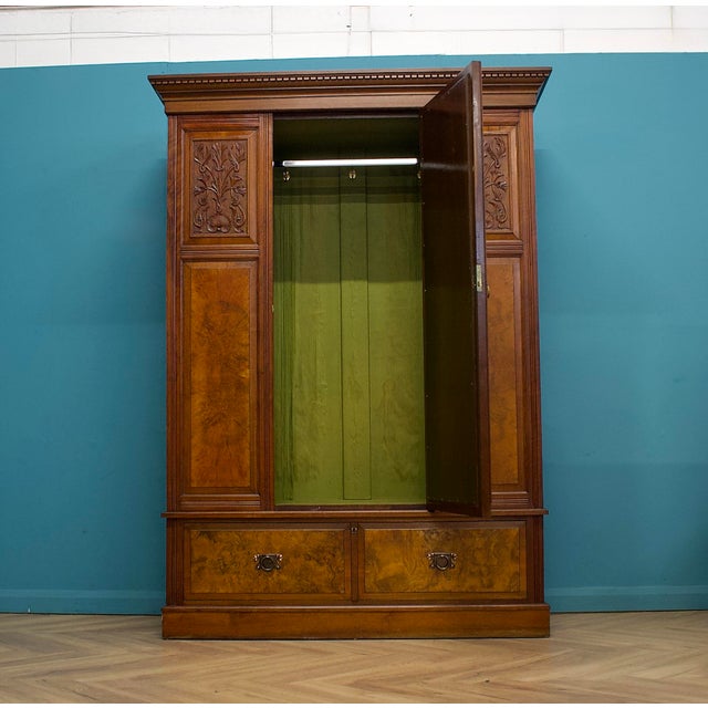 Antique Victorian Walnut Wardrobe or Hall Cupboard, 1890s For Sale - Image 3 of 18