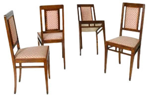Art Nouveau Walnut Chairs, 1920s, Set of 4