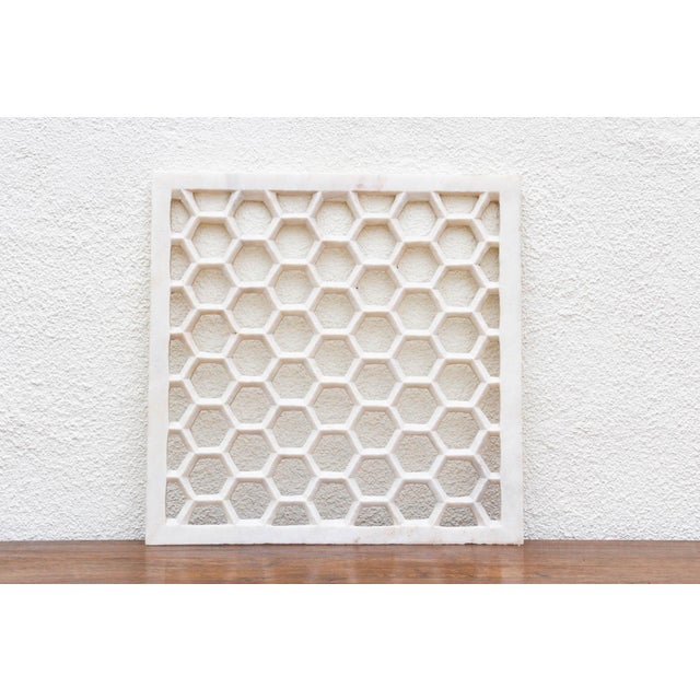 Indian Hand-Carved Honeycomb Marble Panel For Sale - Image 3 of 8