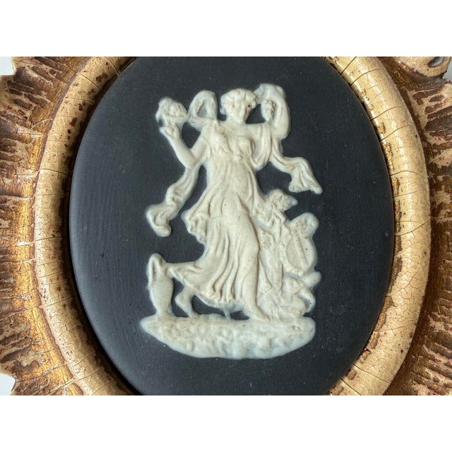 Limoges, France Vintage Limoges France Cameo Pair of Art Plaques Carved Gilt Wood Oval Frames Mid-Century Decor For Sale - Image 4 of 12