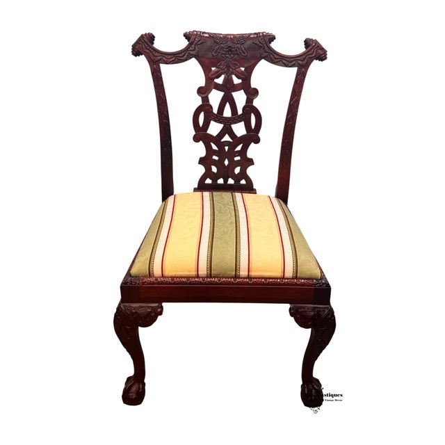Brown Vintage Chippendale Style Mahogany Dining / Accent Chair For Sale - Image 8 of 8