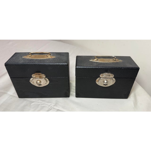 Silver Pair of 3 Antique Religious Catholic Holy Oils Box in Hard Case: o.i, o.c, s.c For Sale - Image 8 of 12