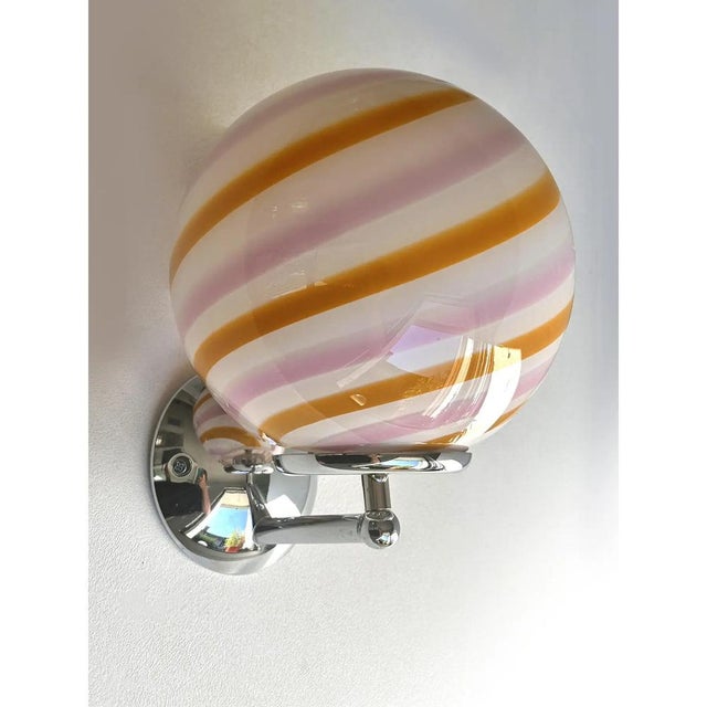 Orange Amber and Pink Rods Murano Glass Wall Sconces by Simoeng, Set of 2 For Sale - Image 8 of 9