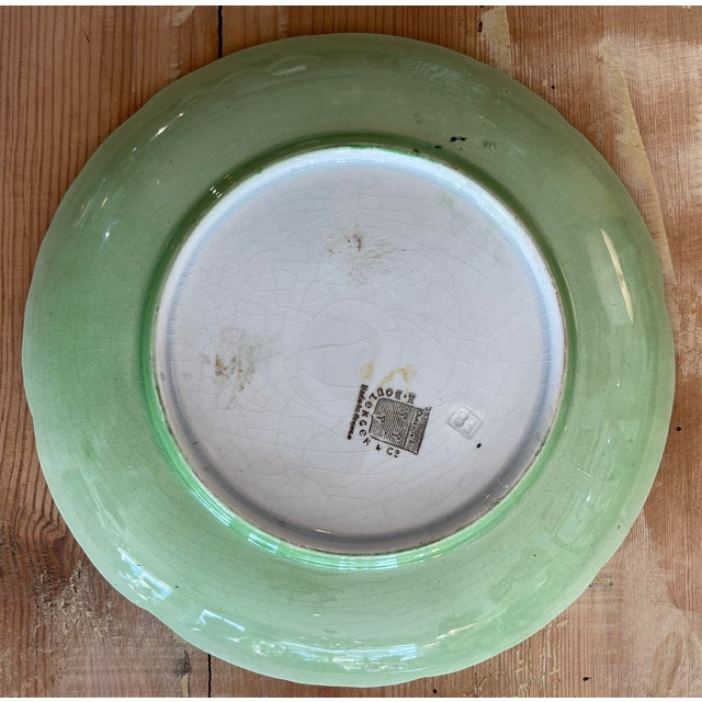 French Antique Majolica Plate, Oysters on a Bed of Lettuce Leaves, H. Boulenger C.1890 For Sale - Image 9 of 9