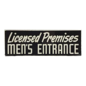 Mid-Century Reverse Painted Glass Men's Entrance Sign