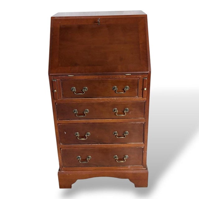 Vintage Yew Wood Compact Bureau with Drawers For Sale - Image 5 of 10