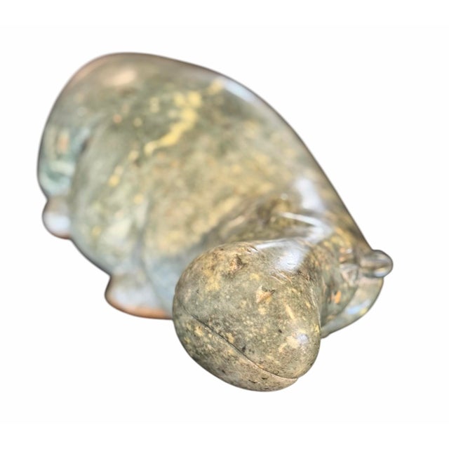 Mid 20th Century Vintage Carved Stone Hippo Figurine For Sale - Image 5 of 10