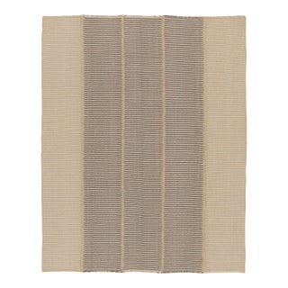 Rug & Kilim’s Contemporary Kilim With Textural Stripe Design in Beige & Gray For Sale