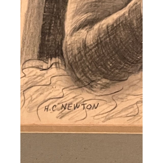 1970s Modern “Ballerina” Original Pencil Drawing by h.c. Newton, California For Sale In West Palm - Image 6 of 8