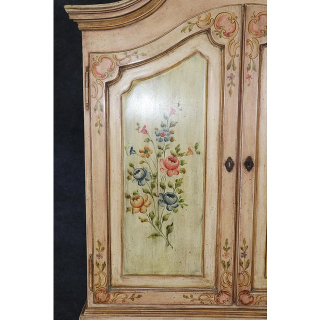 1940s Italian Venetian Secretary Desk – Hand-Painted Floral Decor, Distressed Finish For Sale In Dallas - Image 6 of 10