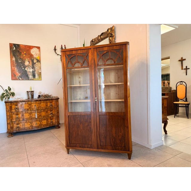 Biedermeier Display Cabinet in Walnut For Sale - Image 6 of 16