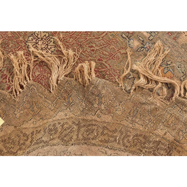 1880s Antique Turkish Round Silk & Metal Thread Rug with Animal and Floral Motifs Size: 4'8" × 5'0" (142 × 152 cm) A rare...