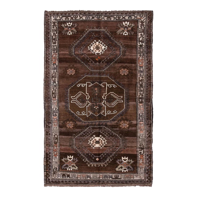 Large Vintage Brown Turkish Kars Rug - 7`5" X 12`4" For Sale
