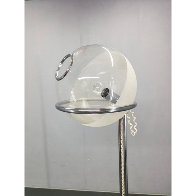 Italian Chrome Floor Lamp with Glass Globe, 1970s For Sale - Image 3 of 14