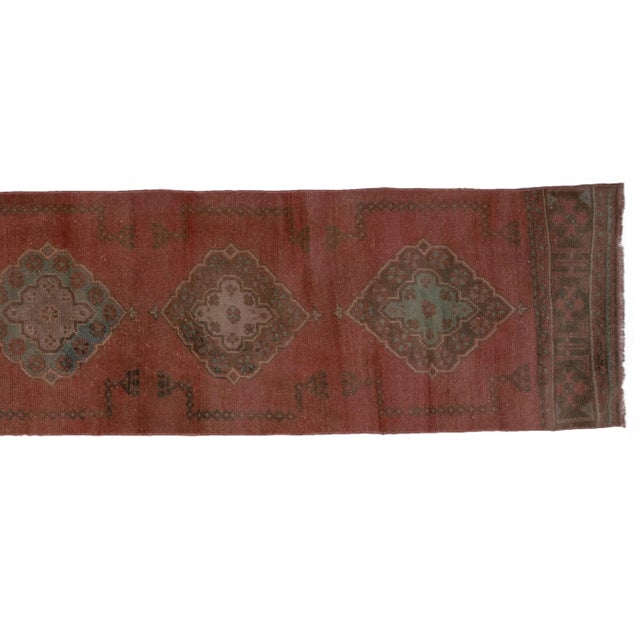 Distressed Turkish Oushak Runner 2'6" X 11'4" For Sale In Philadelphia - Image 6 of 10