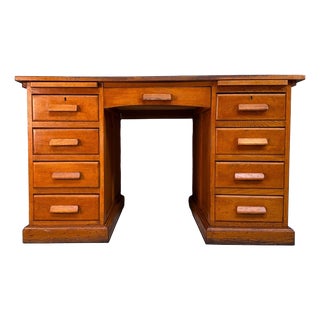 French Double Pedestal Desk, 1950s For Sale