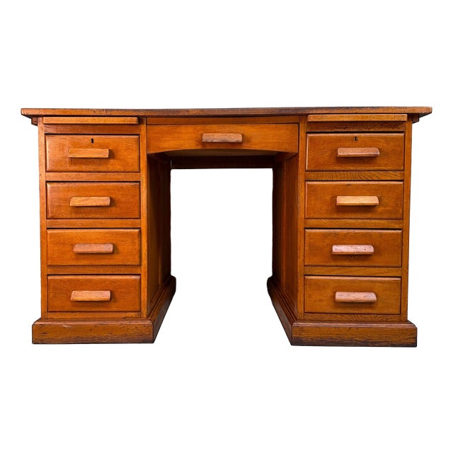 French Double Pedestal Desk, 1950s For Sale