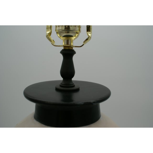 Late 20th Century Black & Ivory Geometric Chulucanas Pottery Lamp – Handcrafted Peruvian Art-Inca Style #1 For Sale - Image 4 of 9