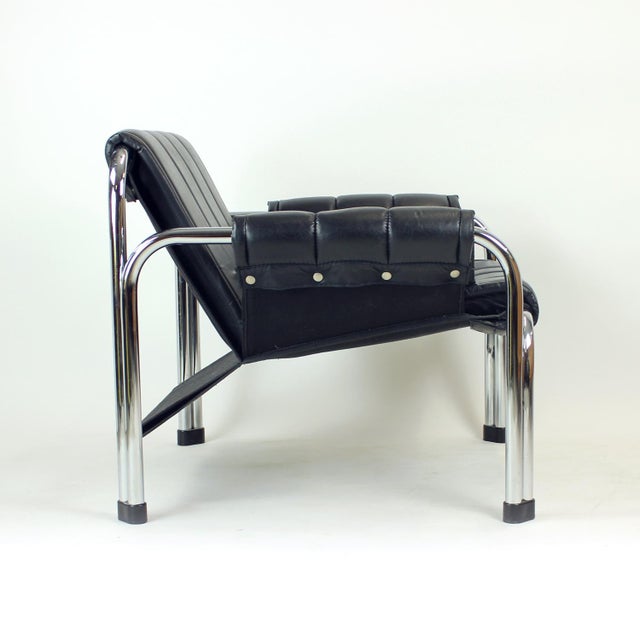 1980s Lounge Chair in Chrome and Leatherette by Viliam Chlebo for Kodreta, 1980s For Sale - Image 5 of 14