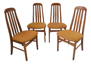 Vintage Chairs in Tweed and Wood, Set of 4