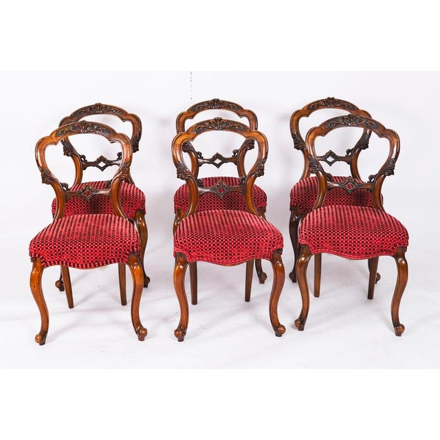 Antique Victorian Burr Walnut Marquetry Loo Table and Chairs, 1800s, Set of 7 For Sale - Image 13 of 18