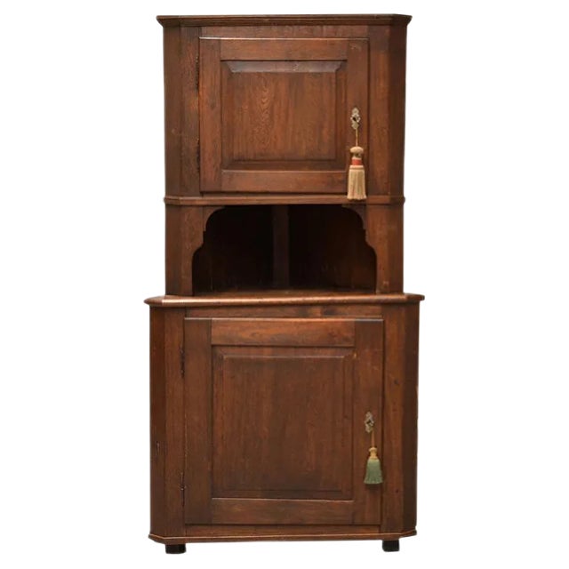 Antique Corner Cabinet in Oak For Sale