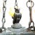 Bronze Aesthetic Movement Figural Bronze \Chandelier With Owl & Quezal Shades C1900 For Sale - Image 8 of 13