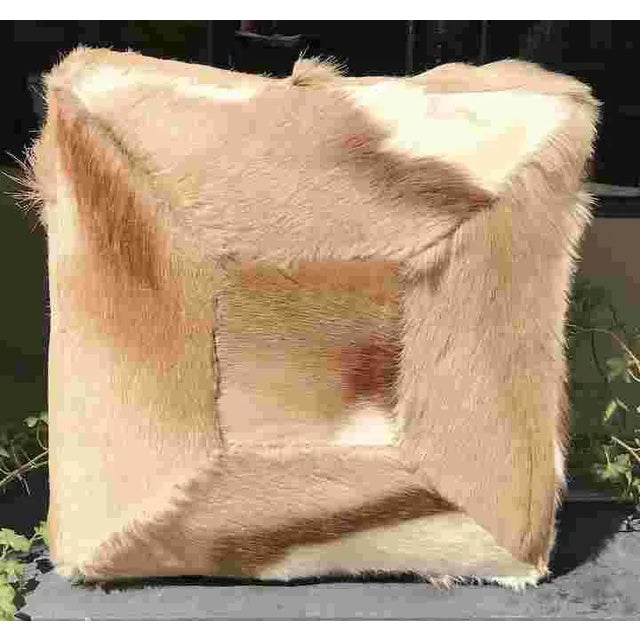 20th Century Hide and Faux Leather Covered Pillow For Sale - Image 4 of 5