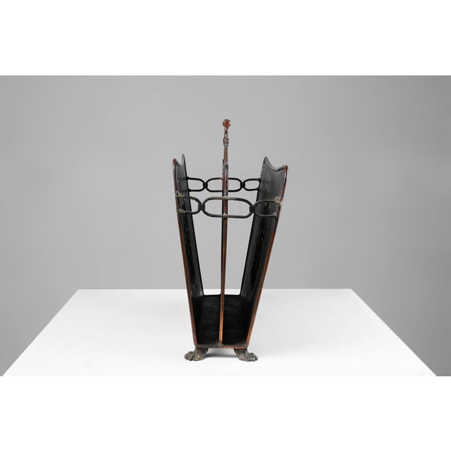 Brown Mid-Century Modern Magazine Rack in Hammered Copper, France, 1890s For Sale - Image 8 of 11