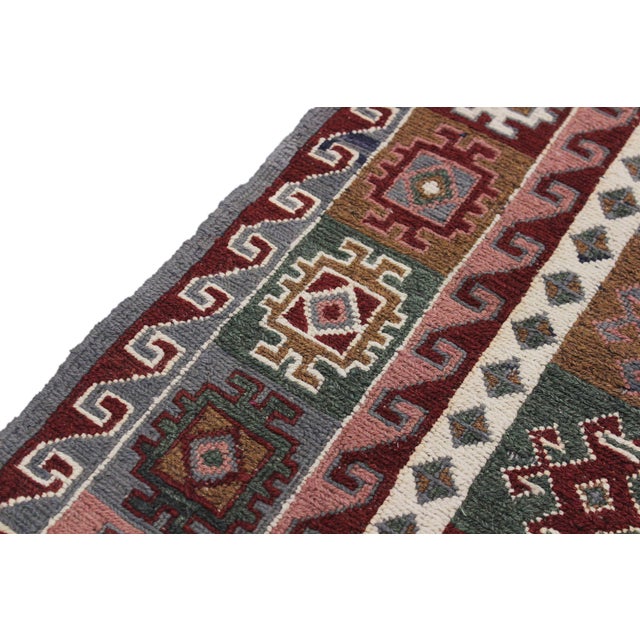 Rustic Soumak Red/Gray Wool Runner Rug- 2'4'' X 11'7'' For Sale In New York - Image 6 of 10