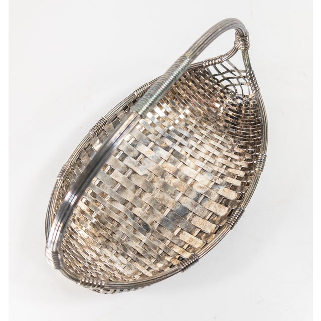 Silver Mid-Century Modern Silverplate Woven Basket by WMF For Sale - Image 8 of 10