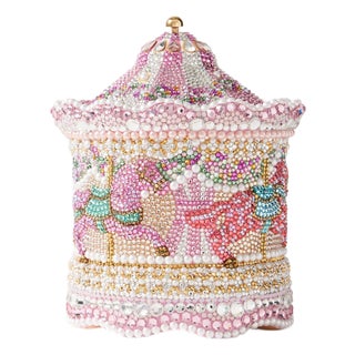 2025 Judith Leiber Carousel Pink Ponies Crystal Minaudiere Evening Shoulder Lutchiti Bag For Sale