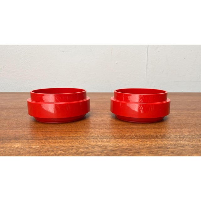 Mid-Century Danish Space Age Red Stacking Bowls from Nordsted Design, 1960s, Set of 2, in Very Good conditions. Designed...