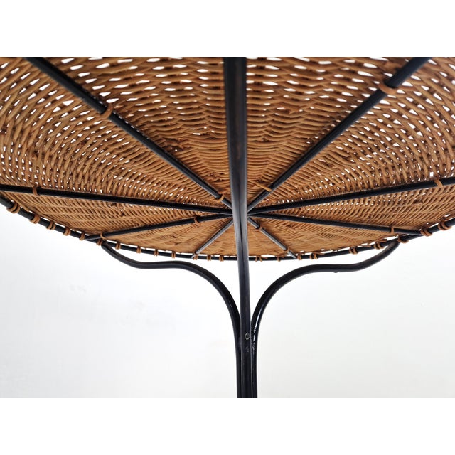 1970s Vintage French Side Table in Rattan Wicker and Wrought Iron, 1970s For Sale - Image 5 of 11
