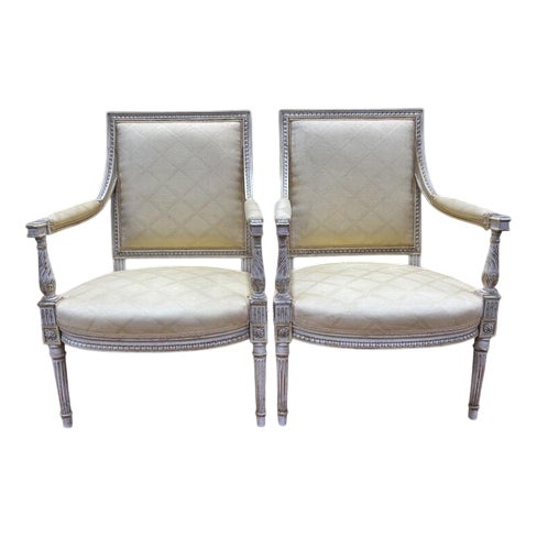 Louis XVI Style Armchairs, 20th Century, Set of 2 For Sale