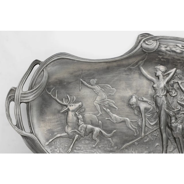 Decorative French Art Nouveau Dish in Tin, 1910 For Sale - Image 4 of 10