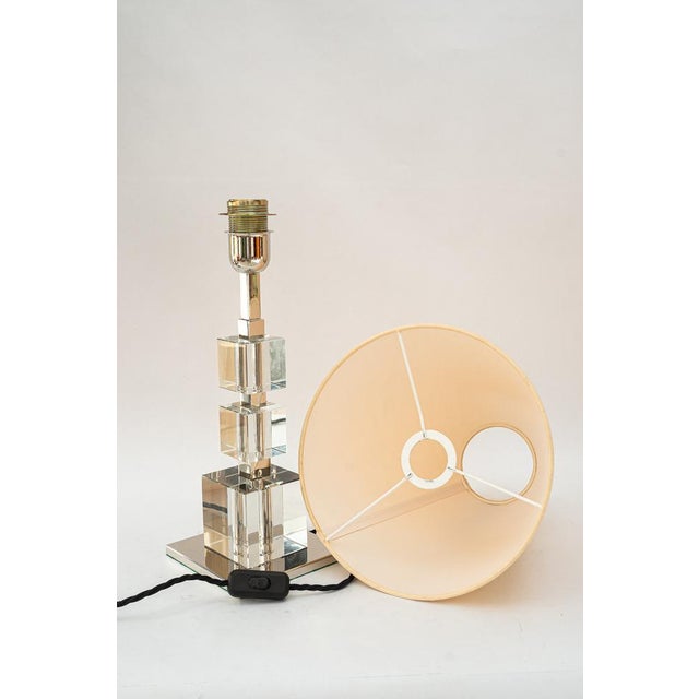 Beige Large Art Deco Nickel-Plated Table Lamps with Fabric Shades from Bakalowits & Söhne, 1920s, Set of 2 For Sale - Image 8 of 18