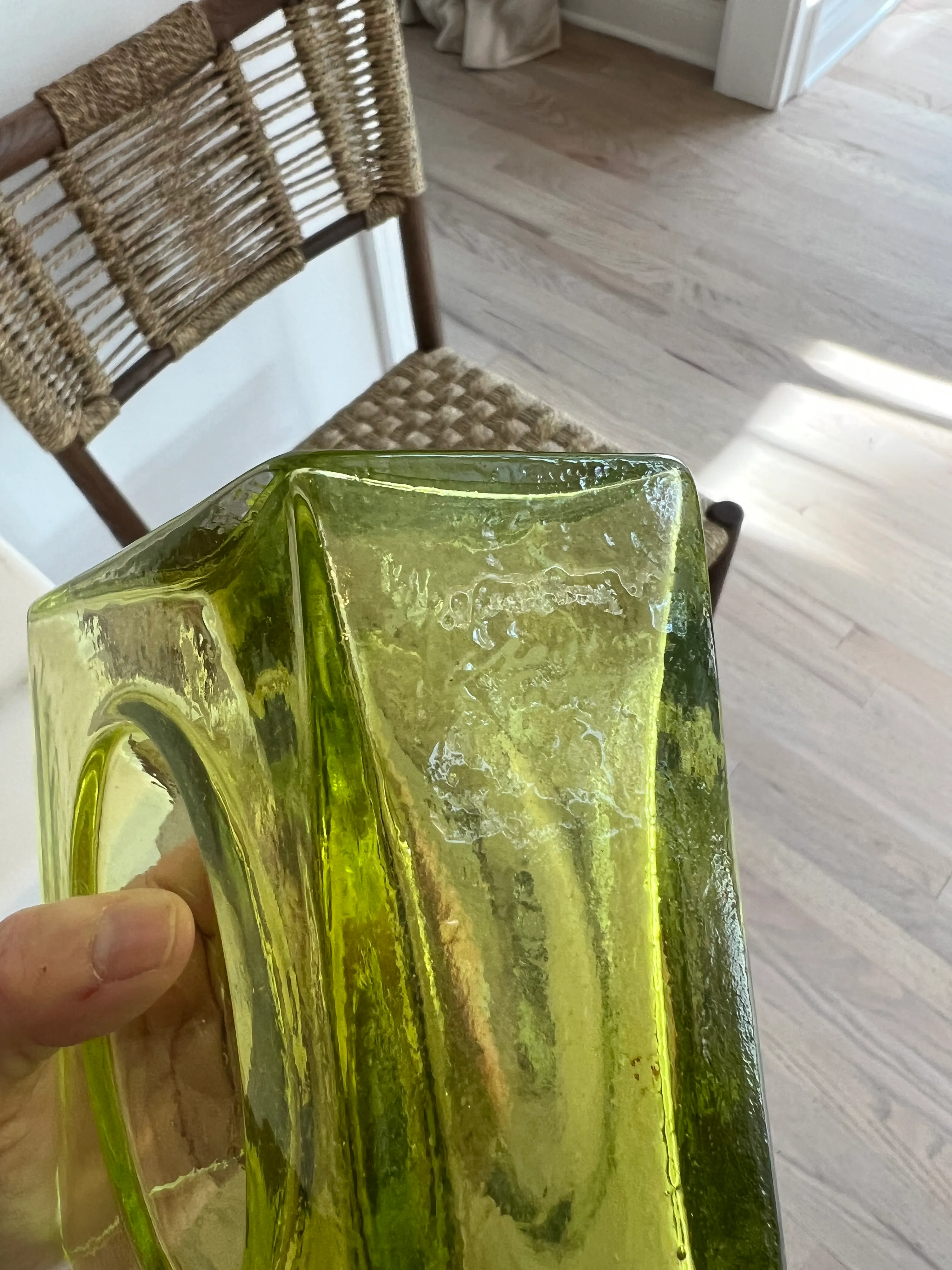 French Christian Tortu Diabolo Bright Green Glass Vase | Chairish