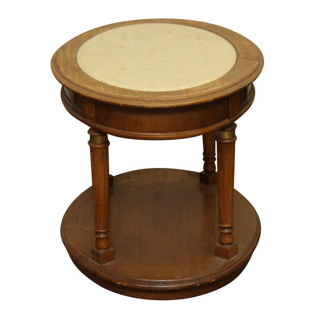 Mid 20th Century Oval Side Table With Marble Top For Sale - Image 9 of 10