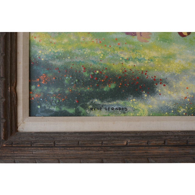 Wood 1960s Mid Century Rene Bernard Enamel on Copper Children Playing Painting For Sale - Image 7 of 11