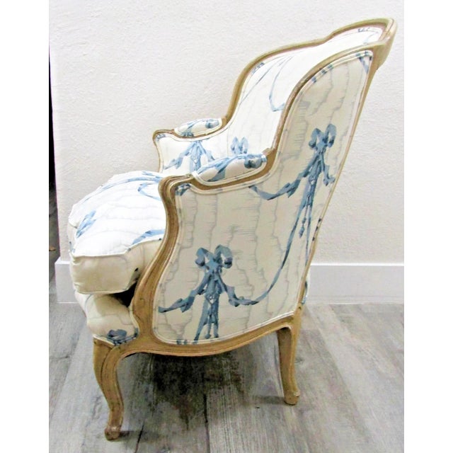 Antique Framed French Louis XV Style Bergère Chair Scalamandre Fabric For Sale - Image 9 of 15
