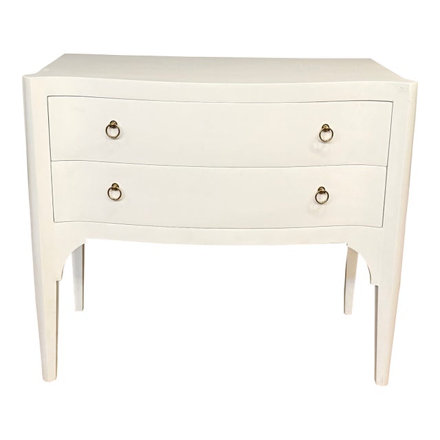 White Serpentine Two Drawer Accent Chest For Sale