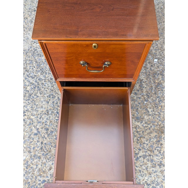 Brown Vintage Cherry Finish Two Drawer Filing Cabinet For Sale - Image 8 of 10