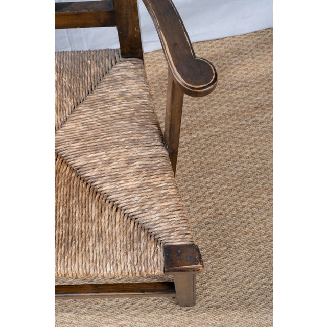 Antique Country Chippendale Rush Seat Armchair For Sale In San Diego - Image 6 of 10