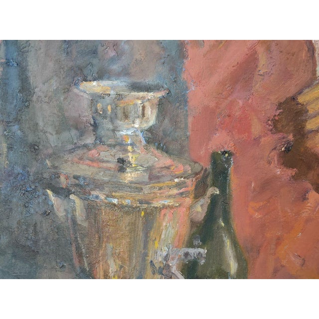 Blue Oil Painting Still Life With a Samovar Mishurovsky v. V. For Sale - Image 8 of 10