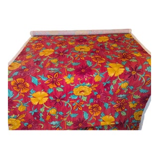 Designers Guild Kasuti Fabric | Discontinued Bold Red Floral Cotton | 4.4 Yds For Sale